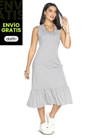 Vestido Largo Mujer Gris Jaspe Mp 3766 MP