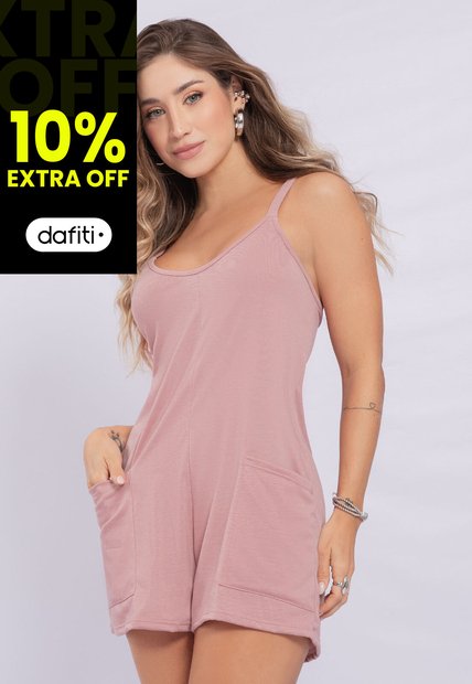 Enterizo Corto Mujer Rosa Polvo Mp 2256