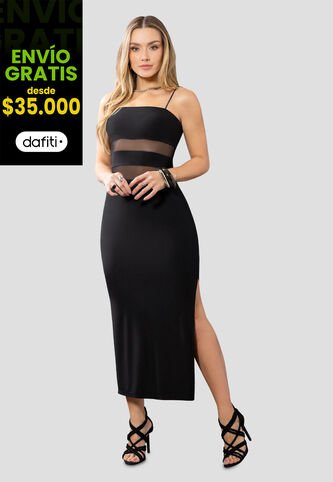 Vestido Largo Mujer Negro Mp 113869 MP