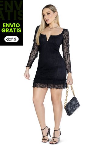 Vestido Corto Exterior Negro Mp 3474 MP