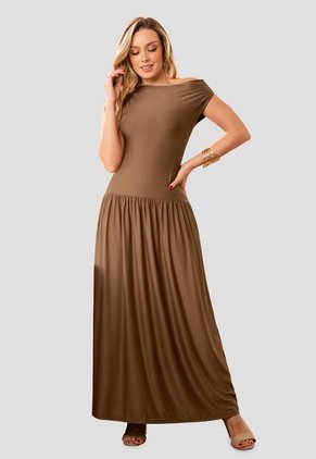 Vestido Largo Mujer Chocolate Mp 112668
