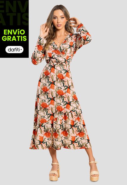 Vestido Largo Mujer Estampado Mp 105622