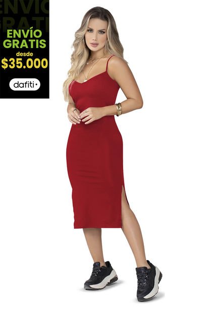 Vestido Largo Mujer Rojo Mp 5164