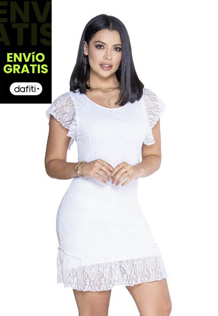 Vestido Corto Mujer Blanco Mp 3475