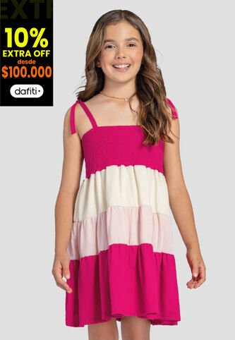 Vestido Infantil Femenino Magenta Vivo Mp 103717 MP
