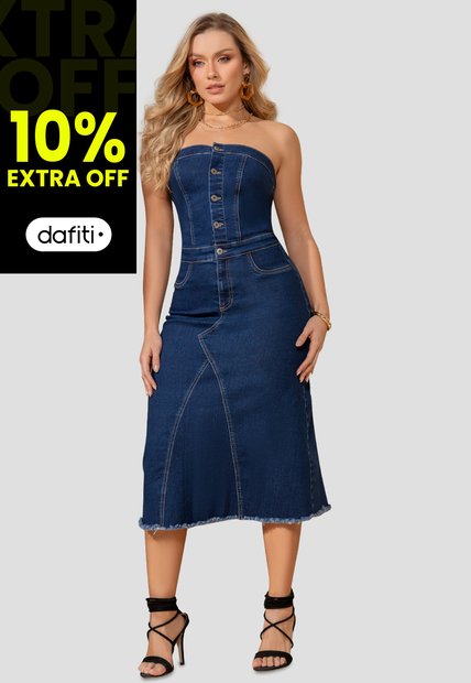 Vestido Largo Mujer Azul Mp 103272