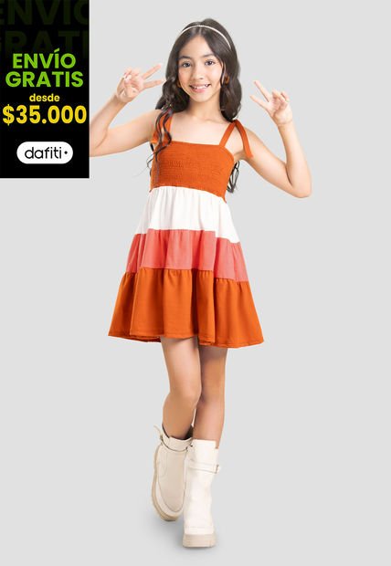 Vestido Infantil Femenino Multicolor Mp 103717