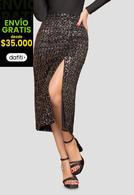 Falda Larga Mujer Negro Mp 112529