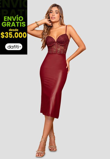 Vestido Largo Mujer Merlot Mp 112526