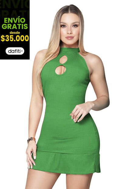 Vestido Corto Mujer Verde Mp 759