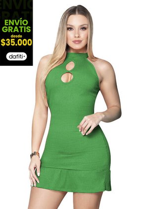 Vestido Corto Mujer Verde Mp 759