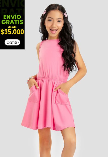 Vestido Infantil Femenino Rosa Mp 103266