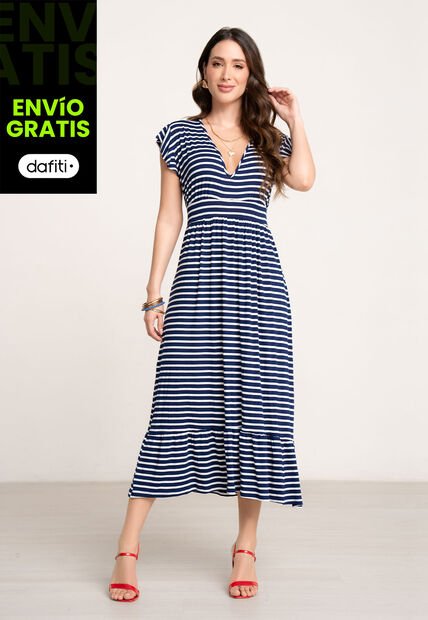 Vestido Largo Mujer Azul Mp 104453