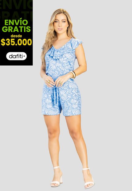 Enterizo Corto Mujer Estampado Azul Mp 112220