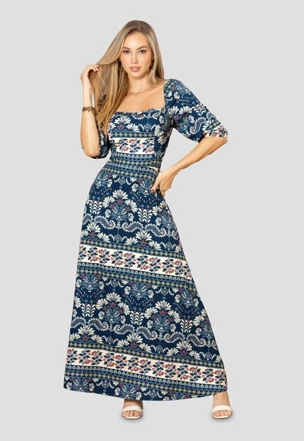 Vestido Largo Mujer Estampado Mp 112513