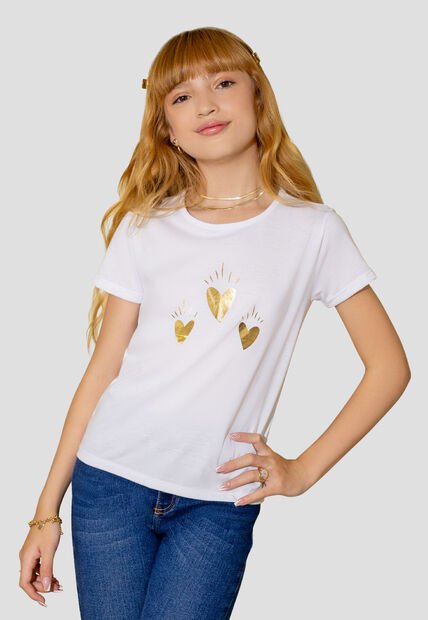 Camiseta Infantil Femenino Blanco Mp 105394