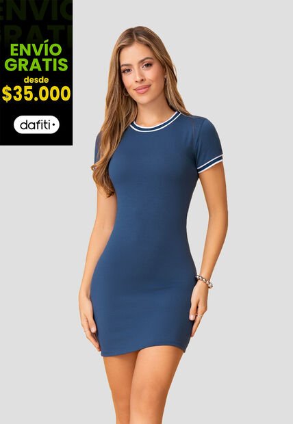 Vestido Corto Mujer Azul Profundo Mp 111999
