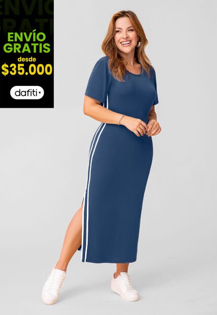 Vestido Largo Mujer Azul Profundo Mp 112017