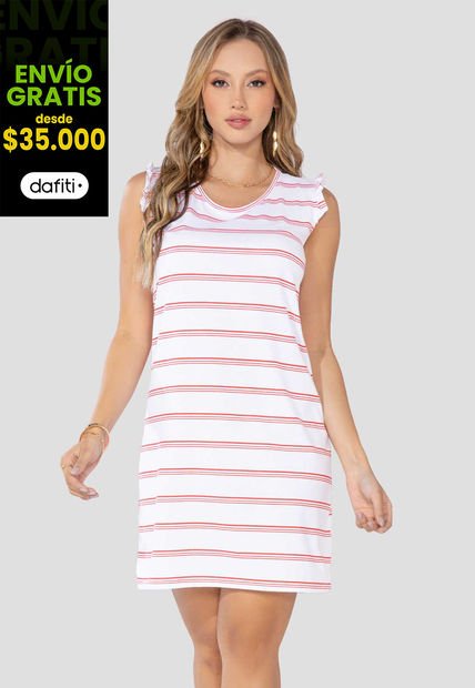 Vestido Corto Mujer Blanco Mp 100236