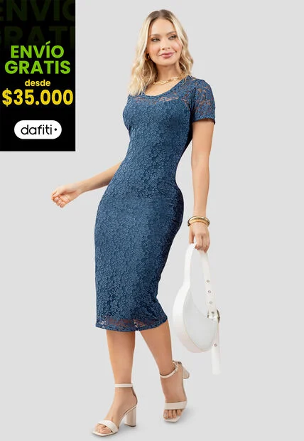 Vestido Largo Mujer Azul Profundo Mp 111271