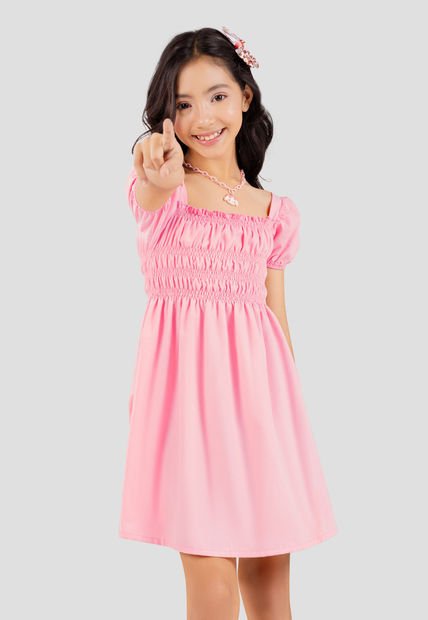 Vestido Infantil Femenino Rosado Mp 101129
