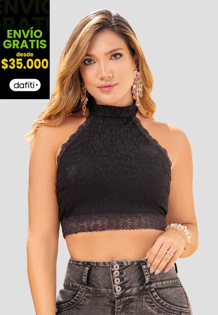 Crop Top Mujer Negro Mp 102819