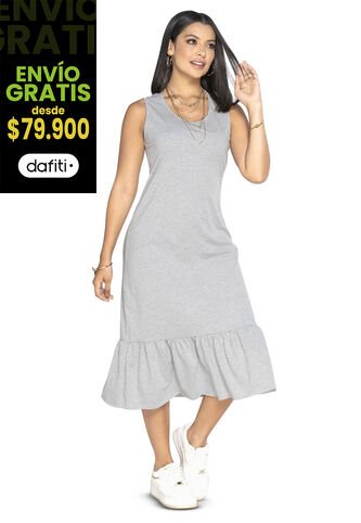 Vestido Largo Mujer Gris Jaspe Mp 3766 MP