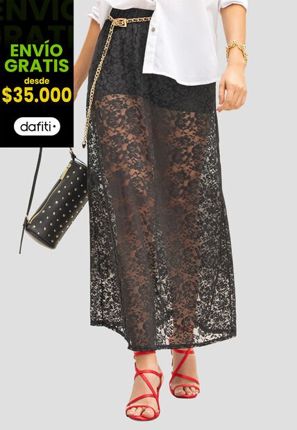 Falda Larga Mujer Negro Mp 110696