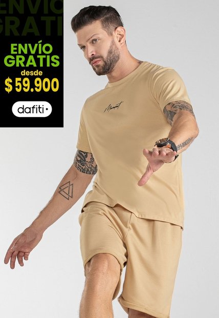 Camiseta Hombre Beige Mp 100495