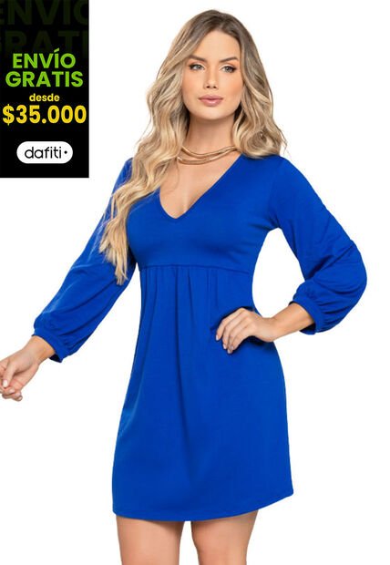 Vestido Corto Mujer Azul Mp 4739