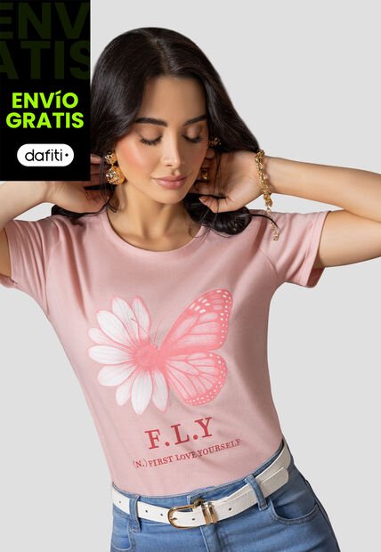 Camiseta Mujer Rosa Polvo Mp 112399