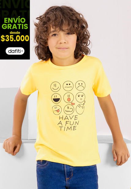Camiseta Infantil Masculino Amarillo Pastel Mp 101206