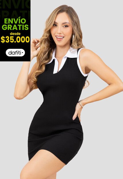 Vestido Mujer Negro Mp 110502