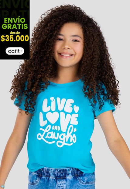 Camiseta Infantil Femenino Azul Turquesa Mp 101498