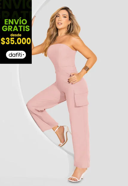 Enterizo Largo Mujer Rosa Polvo Mp 102617