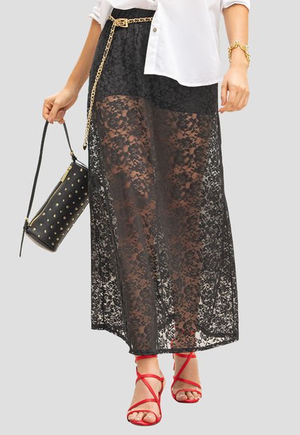 Falda Larga Mujer Negro Mp 110696