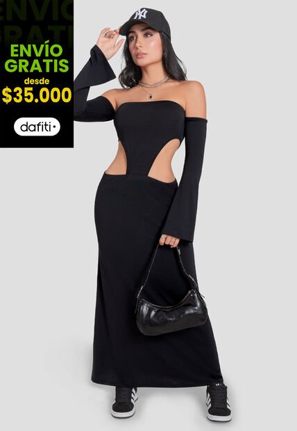 Vestido Largo Mujer Negro Mp 106184