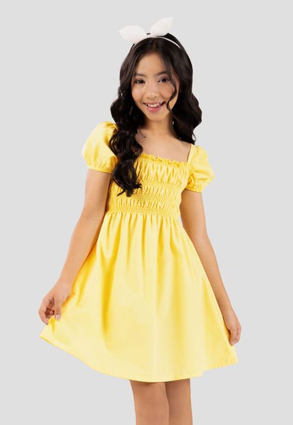 Vestido Infantil Femenino Amarillo Pastel Mp 101129