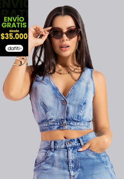 Crop Top Mujer Azul Mp 102239