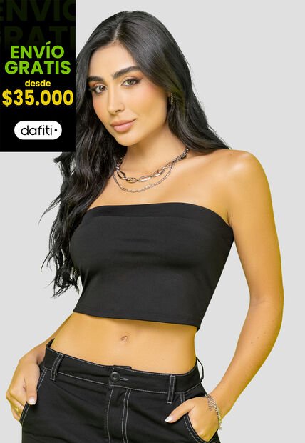 Crop Top Mujer Negro Mp 108098