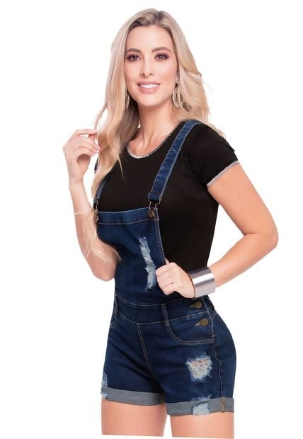Overall Corto Para Mujer Azul MP