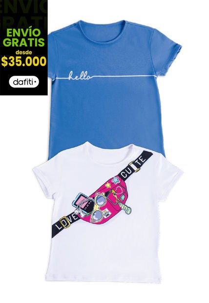 Camiseta Paq X2 Infantil Femenino Multicolor Mp 6080