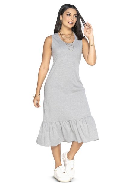 Vestido Largo Mujer Gris Jaspe Mp 3766