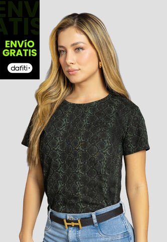 Camiseta Mujer Estampado Verde Mp 112232 MP