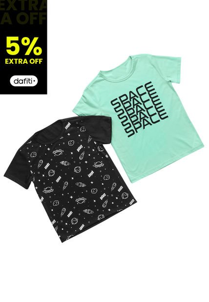 Camiseta Paq X2 Infantil Negro Mp 92413