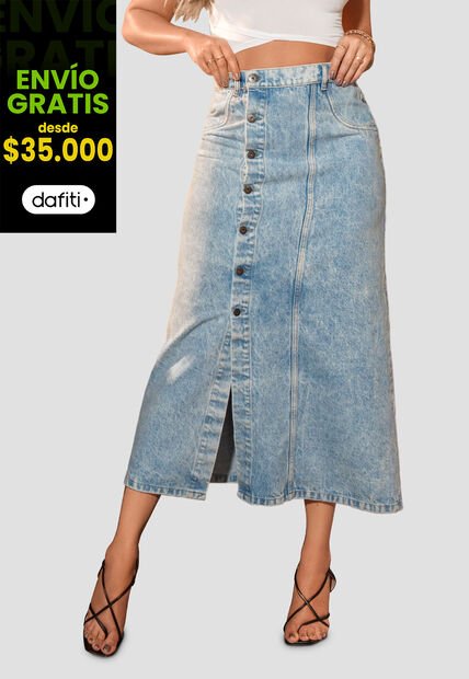 Falda Larga Mujer Azul Claro Mp 105528