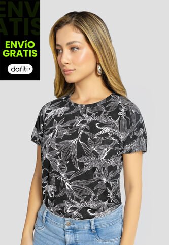 Camiseta Mujer Estampado Negro Mp 112227 MP