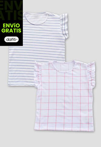 Camiseta Paq X2 Infantil Femenino Estampado Mp 112571 MP
