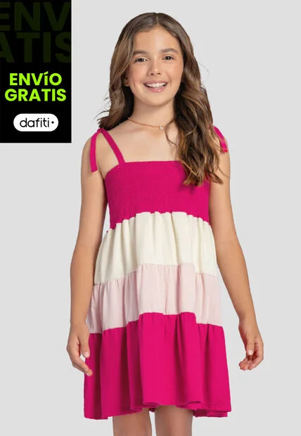 Vestido Infantil Femenino Magenta Vivo Mp 103717