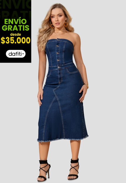 Vestido Largo Mujer Azul Mp 103272